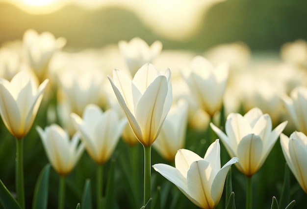 盛放的白色郁金香花束